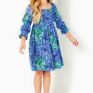 Lilly Pulitzer Mini Beyonca BabyDoll Dress Abaco Blue in Turtle Awe Size S Girl